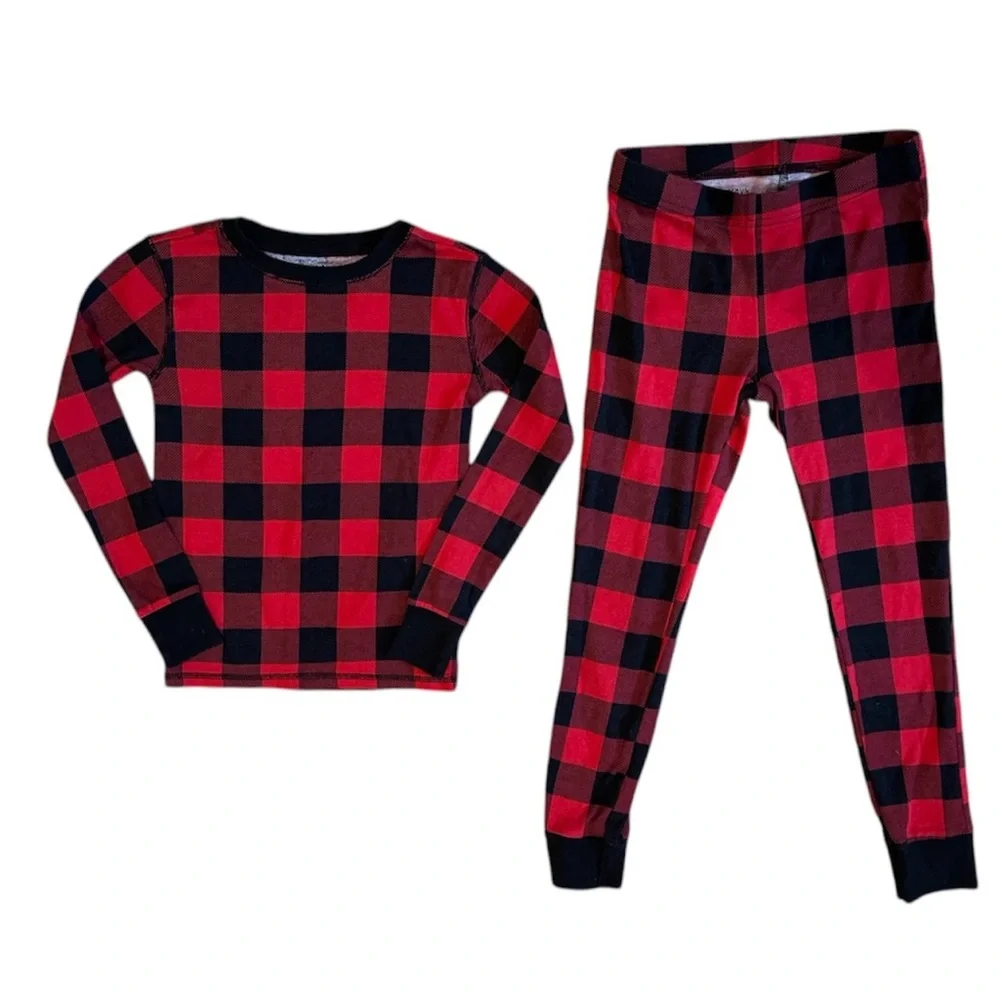 Old Navy | Family Jams Two-Piece Plaid Kids Pajamas Red and Black, Med